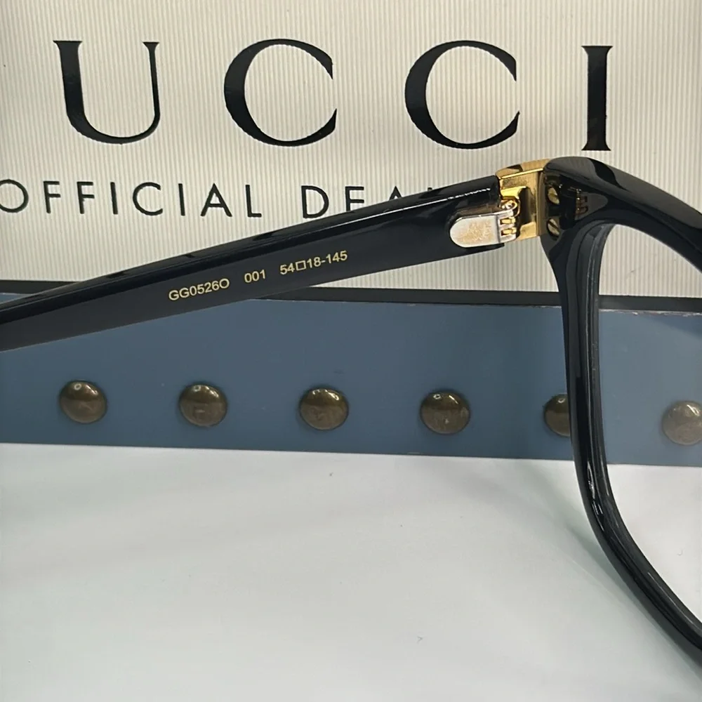 New Authentic Gucci Web GG0526O Full Rim Square Eyeglasses for Men